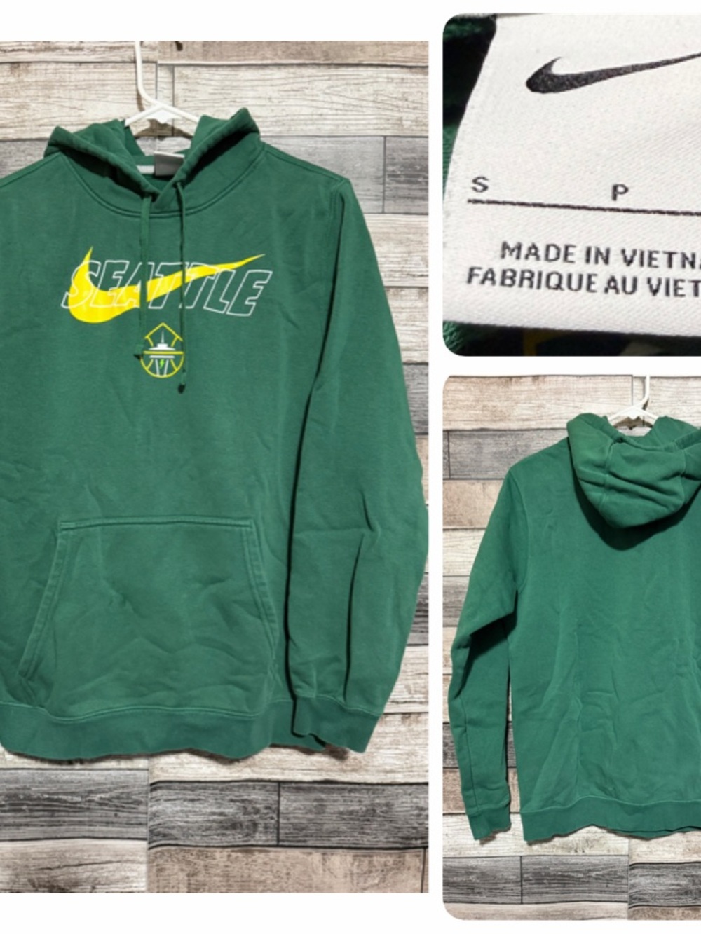 Nike Seattle Storm WNBA Hoodie Size S Green Pullover Fleece